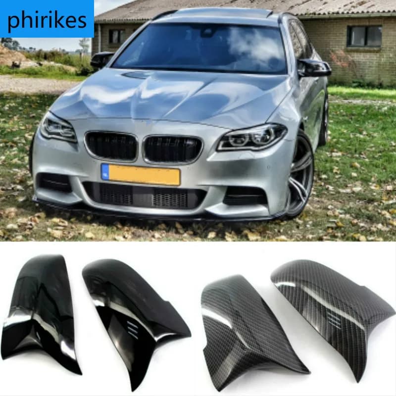 Couvercle de rétroviseur latéral de voiture noir, aspect Fiber de carbone, pour BMW série 5 6 7 F10
