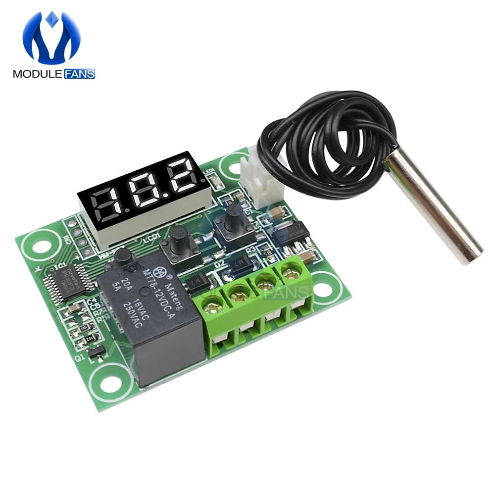 Thermostat numérique LED W1209 12V DC, blanc, contrôle de la température, Module de commutation + ca