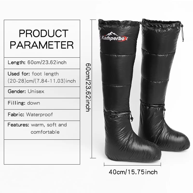 Sac de couchage en duvet pour Camping, chaussettes, bottines, sac de couchage
