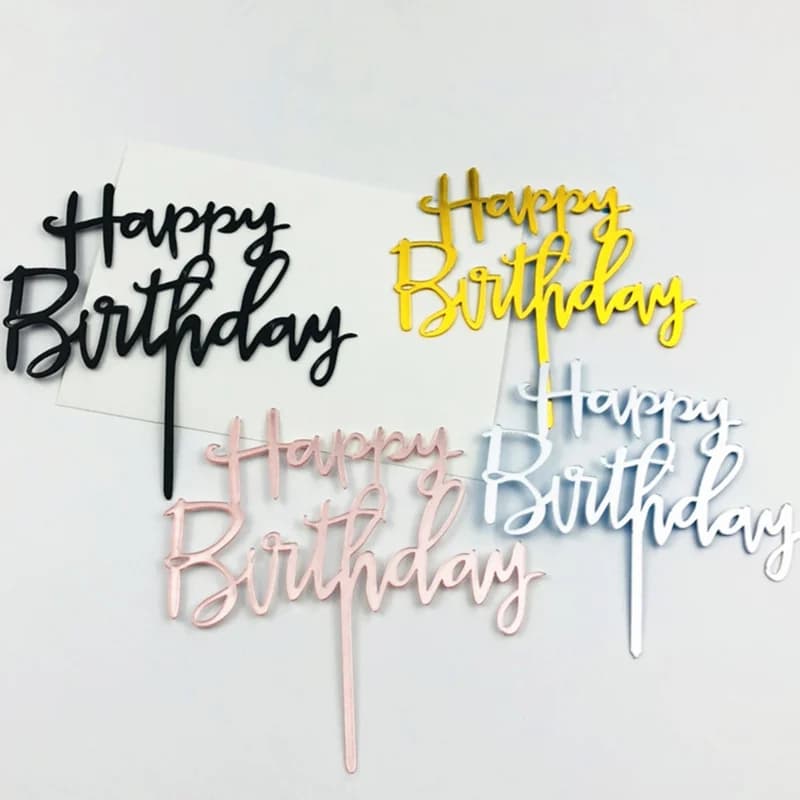 Acrylique Gâteau D'anniversaire Topper Or Rose Joyeux Anniversaire Dessert Gâteau Décoration Pour Ba