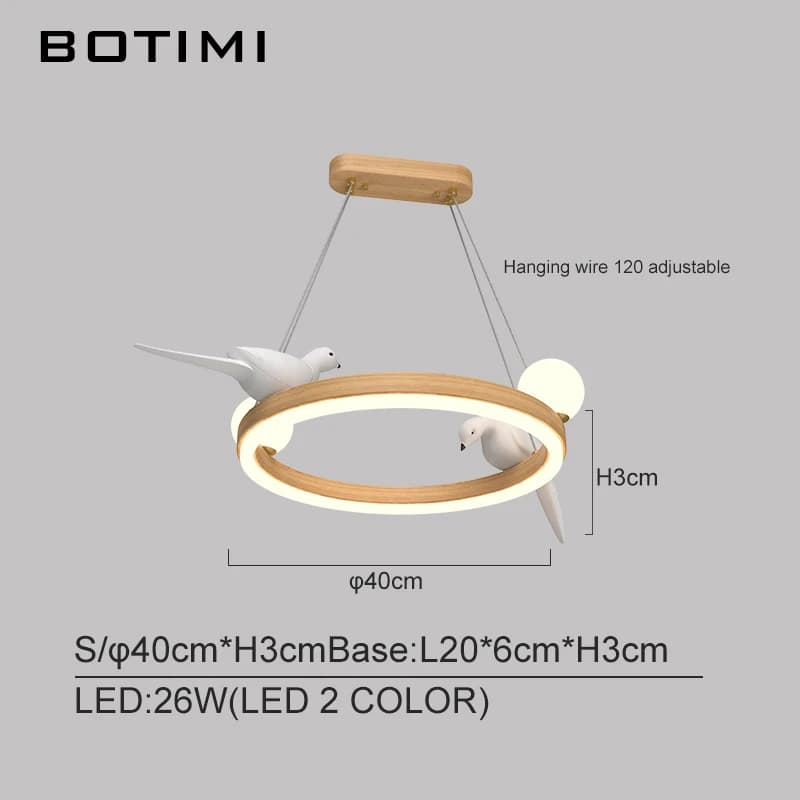 BOTIMI lustre LED rond avec oiseaux blancs pour salon fil suspendu Lustres ronds Suspension salle à