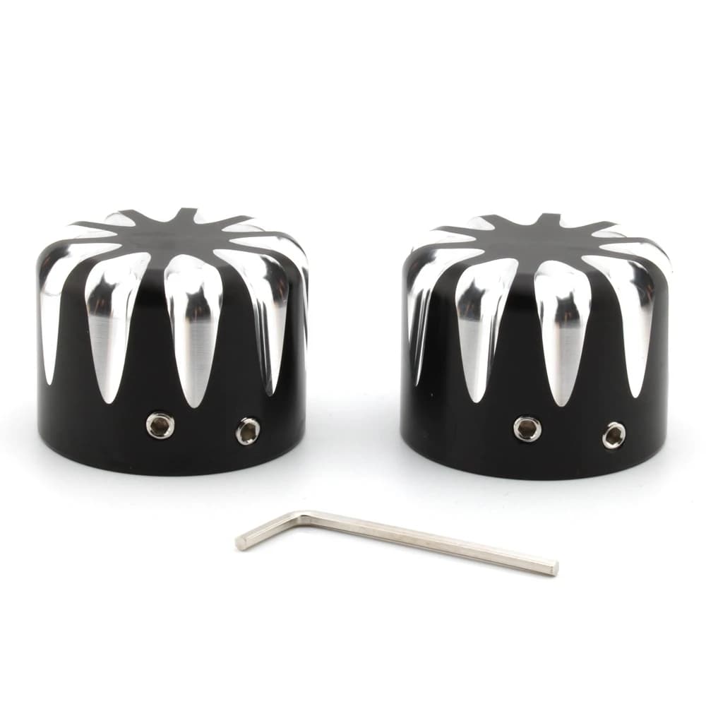 Couvercles d'écrou d'essieu avant de moto, 2 pièces, capuchons en aluminium noir/Chrome pour Harley