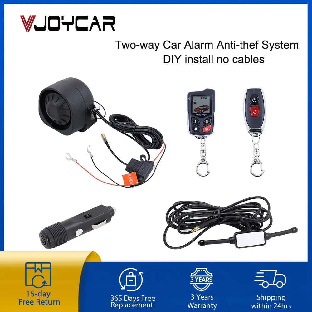 Vjoycar – système d'alarme de sécurité de voiture bidirectionnel sans fil, Installation facile, sirè