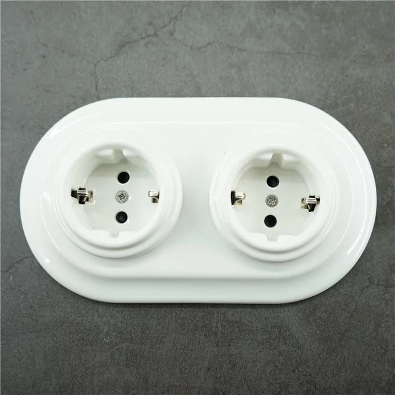 Prise de courant murale électrique encastrée, 2 cadres en porcelaine, 240V,16A