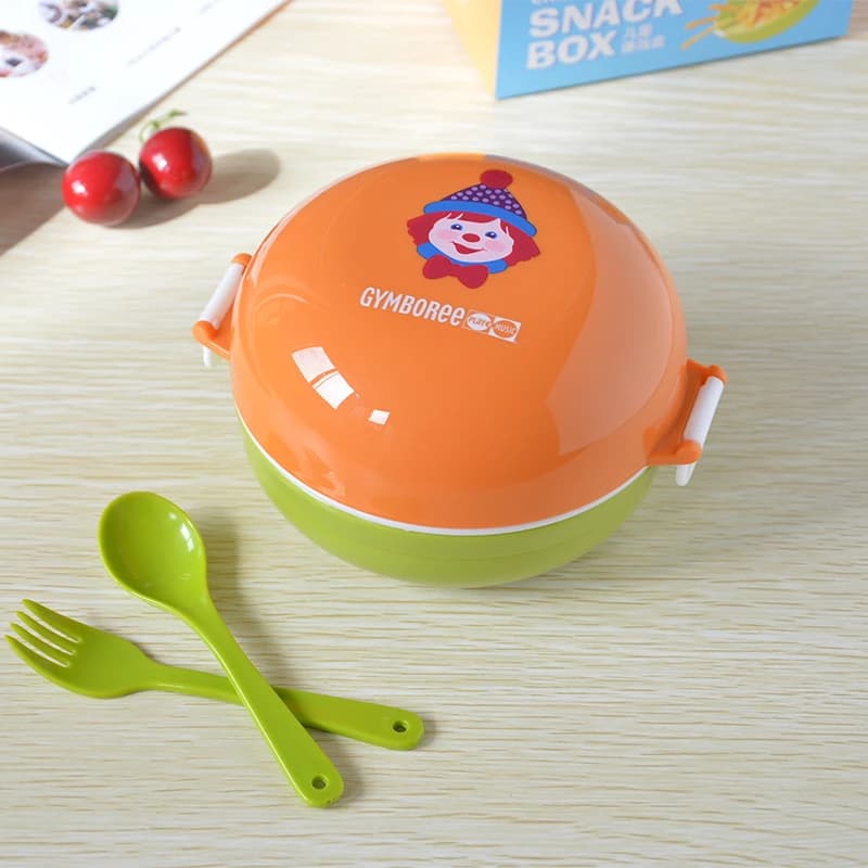 Boîte à collation ronde en plastique pour enfants, boîte à bento, boîte à lunch à double couche, boî