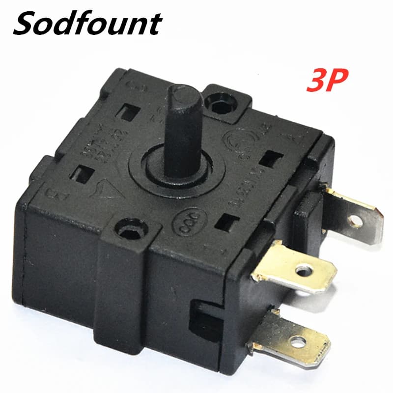 Position du chauffage électrique de pièce, sélecteur de commutateur rotatif à 3 broches et 5 broches