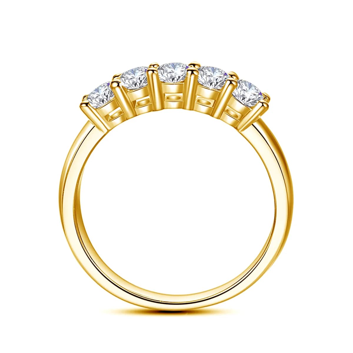 Bague Moissanite en or massif 18K pour femmes, 5 pierres AU 750, bijoux de luxe avec timbre, cadeau