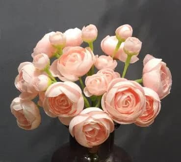 Meldel – Roses artificielles Roses blanches en soie, 4 branches, petites et longues pivoines, pour u