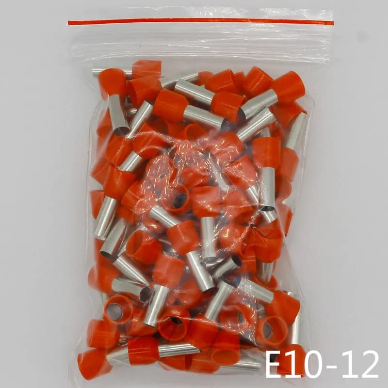 E10-12 Tube isolant bornes isolées 10MM2 connecteur de fil de câble 100 pièces/paquet connecteur de