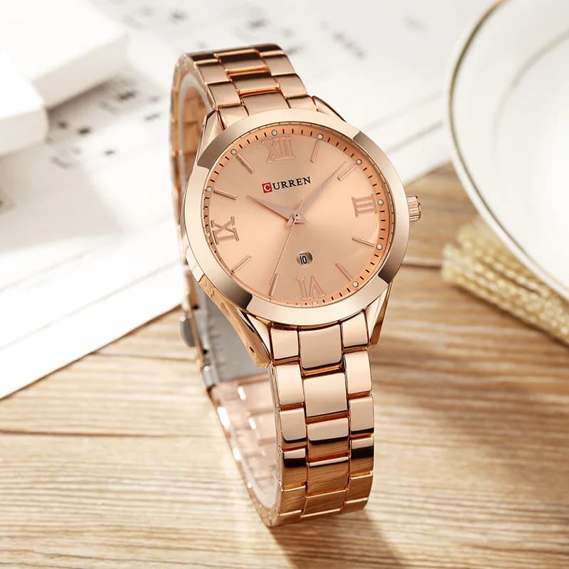 CURREN femmes montre de luxe mode montres femme horloge en acier inoxydable Simple affaires montres
