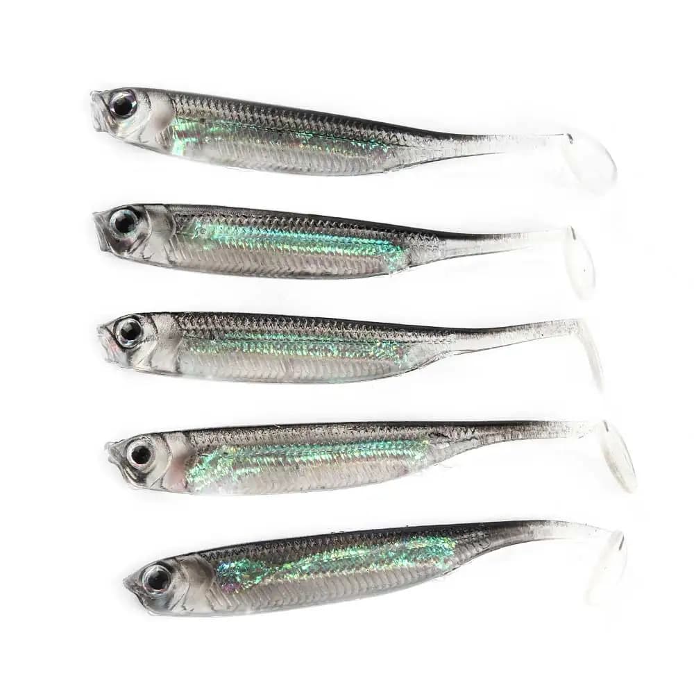 5 pièces/lot pêche appât souple 7CM 7.5CM 1.7G 2.3G 2.7G T queue poisson leurres de pêche arc-en-cie