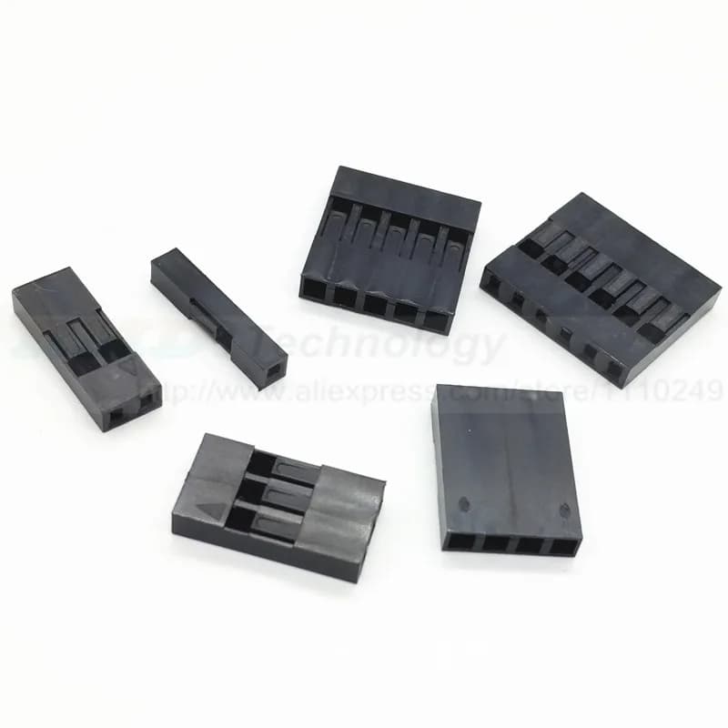 100 connecteurs Dupont 2, 3, 4, 5, 6 broches, simple rangée, 2,54 mm, boîtier en plastique à trou tr
