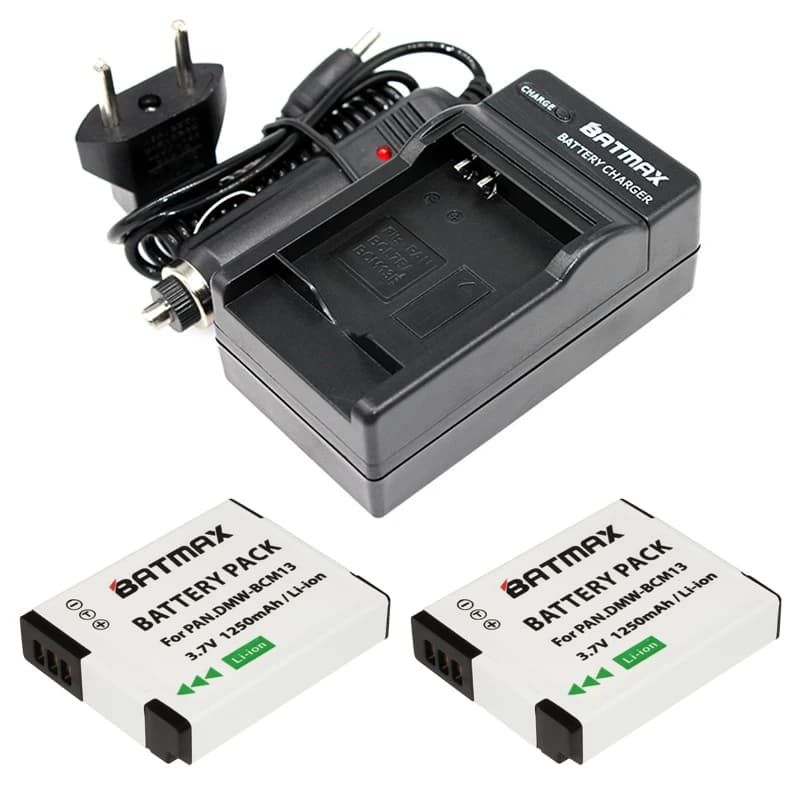 Batterie 2x DMW-BCM13E DMW-BCM13 BCM13 + chargeur pour Panasonic Lumix ZS40 / TZ60, ZS45 / TZ57, ZS5
