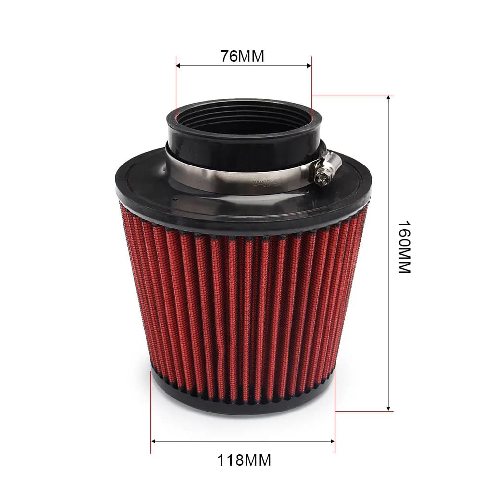 Filtre à Air universel modifié pour voiture, 76/100mm, entrée à haut débit, filtre à Air froid pour