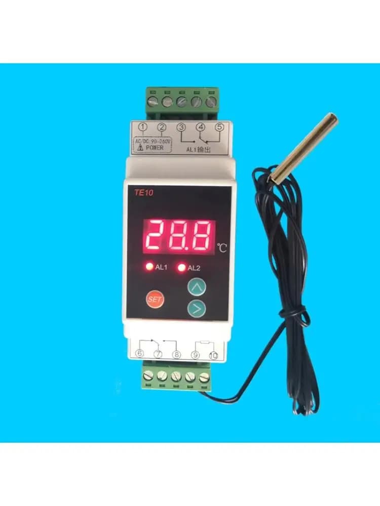AC90~260V -40~110 ℃ Thermostat sur Rail Din avec capteur, sortie relais bidirectionnelle, contrôle