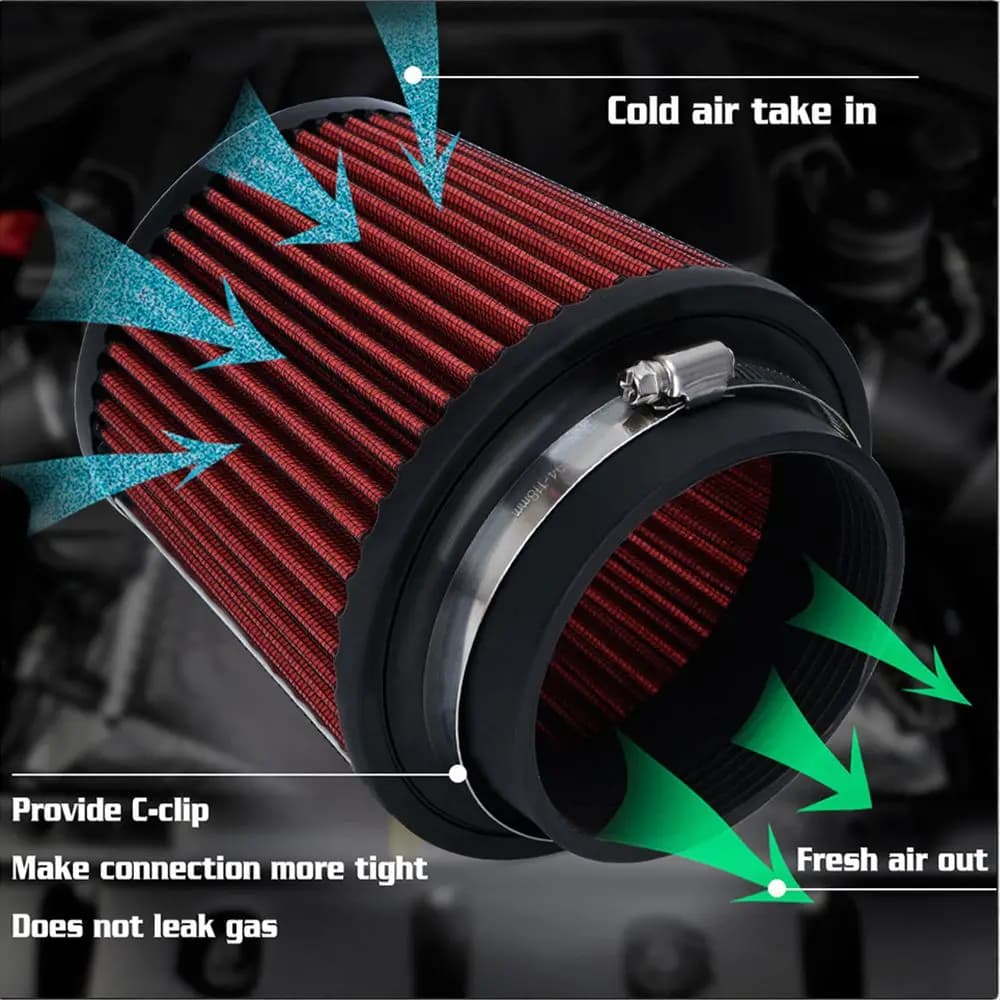 Filtre à Air universel modifié pour voiture, 76/100mm, entrée à haut débit, filtre à Air froid pour