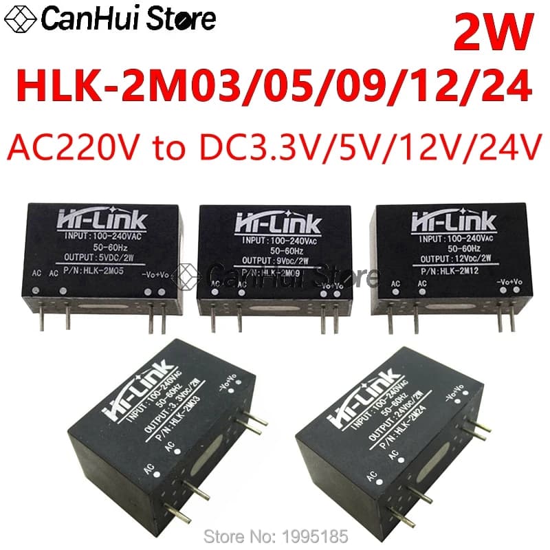 HLK-2M05 2M03/09/12/24 AC-DC 220V à 3.3V/5V/9V/12V/24V 2W MINI Intelligent Ménage Mini Isolation Com