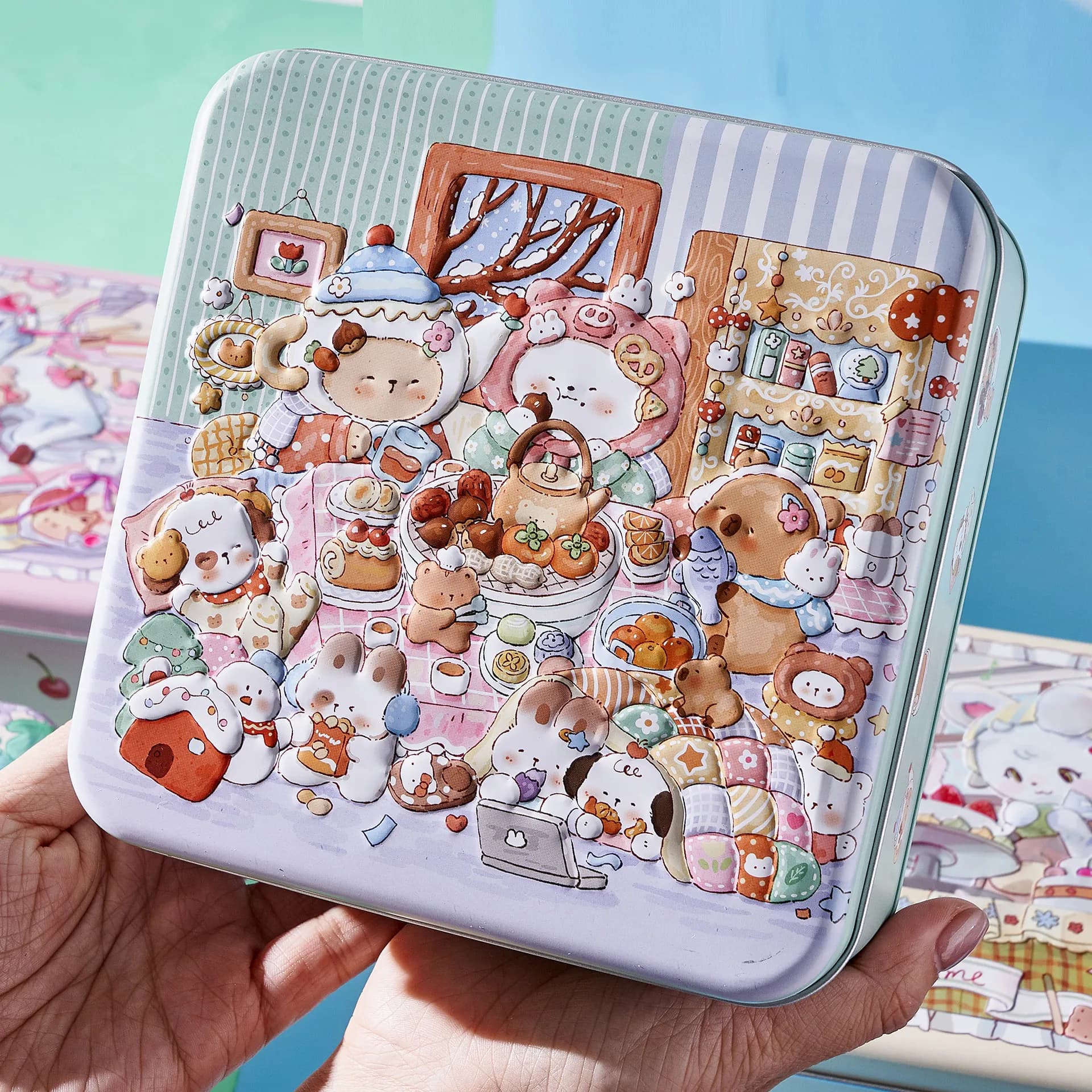 Nouvelle boîte de rangement en métal pour bonbons et biscuits, motif chat de dessin animé, grande bo