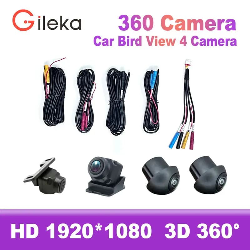 Caméra HD 360 ° Caméra panoramique 1920P HD, objectif arrière/avant/gauche/droite, accessoires pan