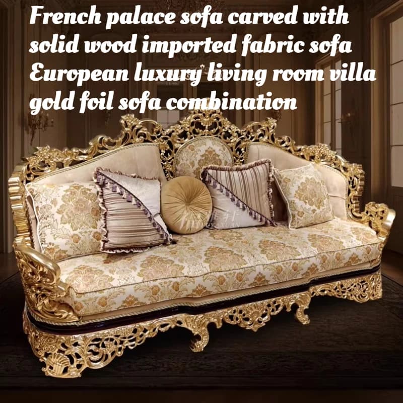 Ensemble de canapés Chesterfield capitonnés sectionnels en bois massif sculpté, tissu haut de gamme,
