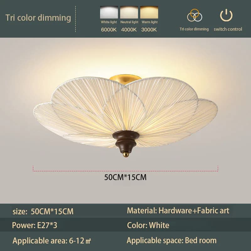 Plafonnier médiéval français abat-jour en tissu chambre fleur de prunier plafonnier bois américain r