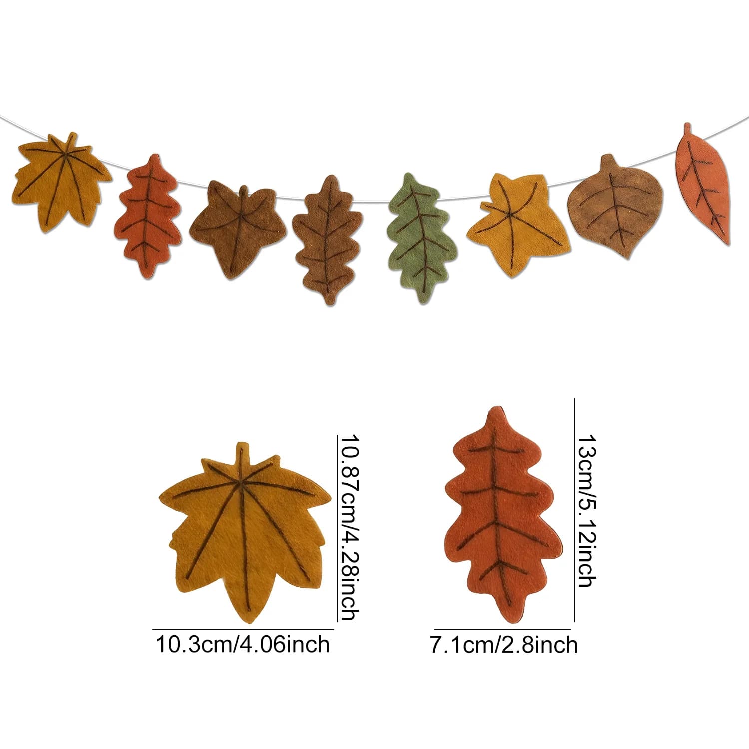 Guirlande d'automne en feutre avec citrouilles, pommes de pin et feuilles d'érable, bannière de réco