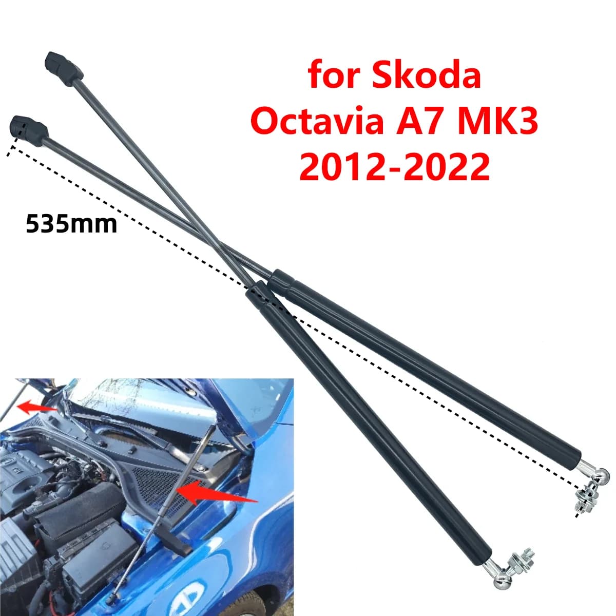 2 pièces capot de moteur avant de voiture, entretoises à gaz, tiges de Support de levage pour Skoda