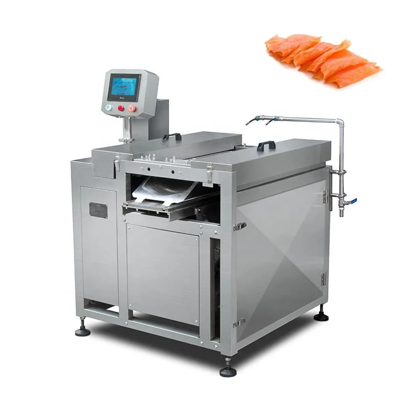 Machine à trancher sur mesure pour filets de saumon fumé à froid, avec rainure de coupe extra large,