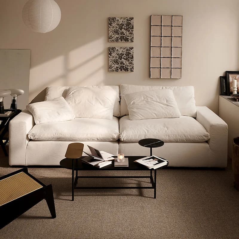 Canapé nuage design crème Wabi, moderne, Simple, petit appartement, salon, tissu