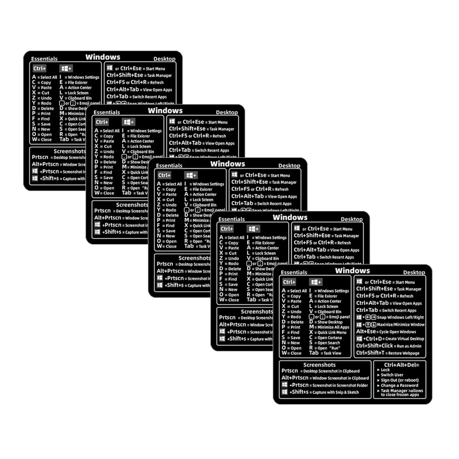 Autocollant pour bouton de raccourci Windows, 5 pièces, permet de gagner du temps et de stimuler la