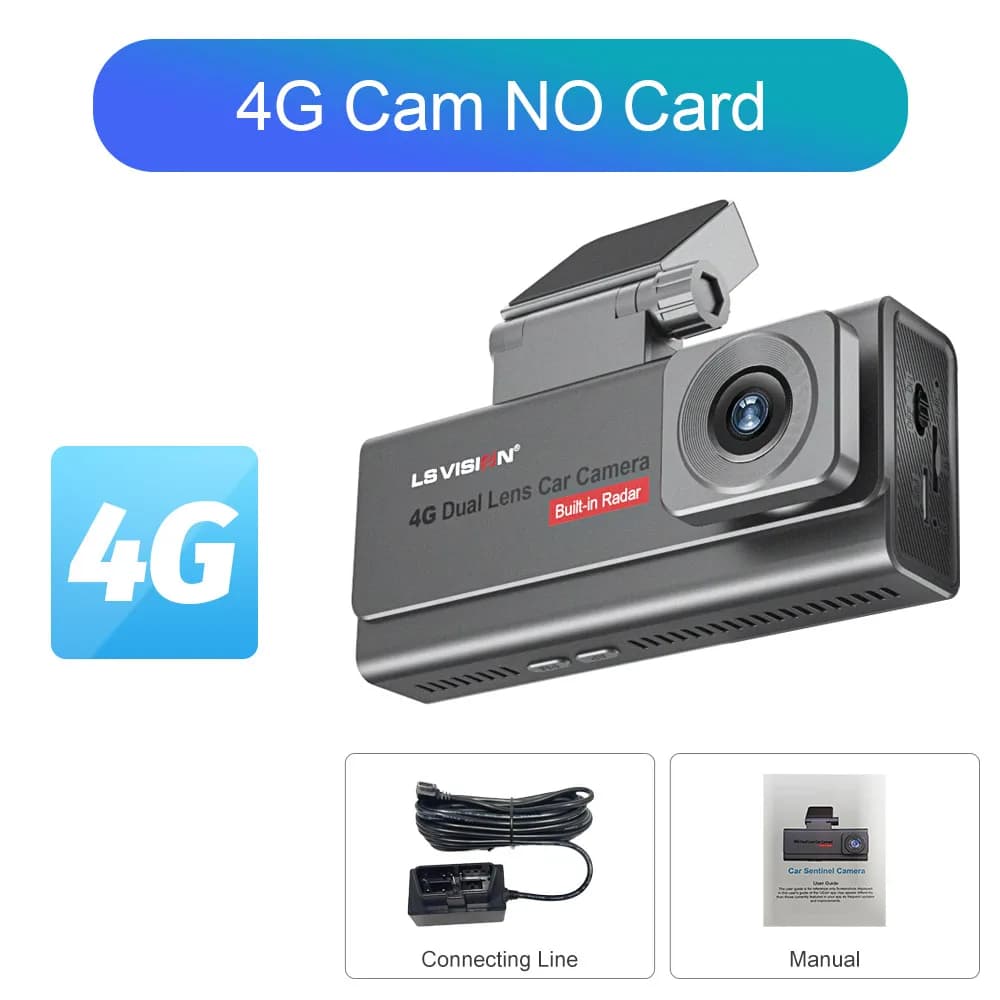 LS VISION 4G Sim caméra de sécurité de voiture 4K double objectif Dashcam GPS détection humaine tout