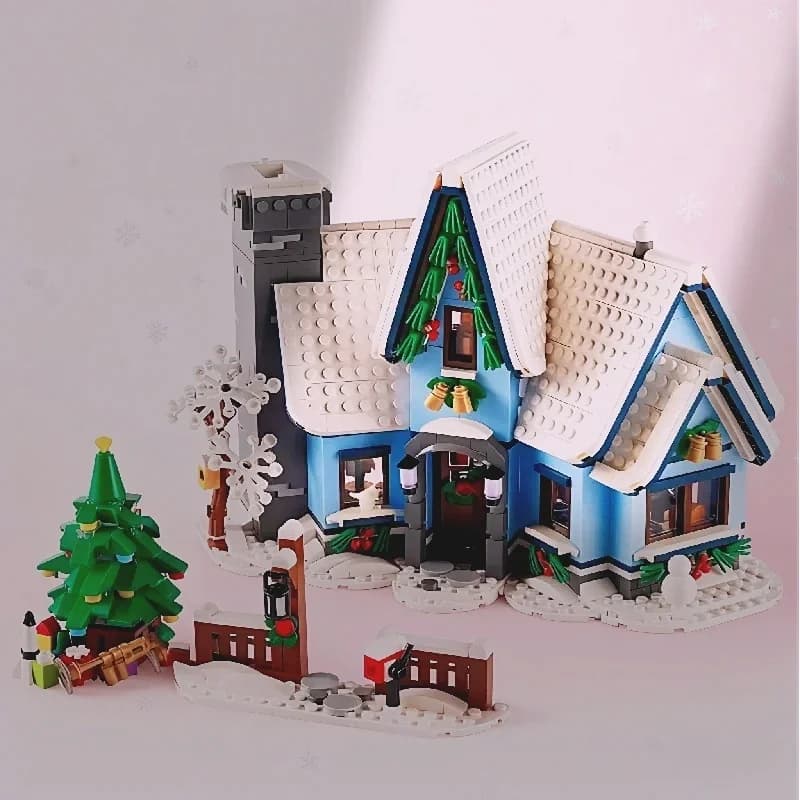 Street View Winter House Bricks 705PCS Santa's Visit House Model DIY Building Blocks Display Toys Ch
