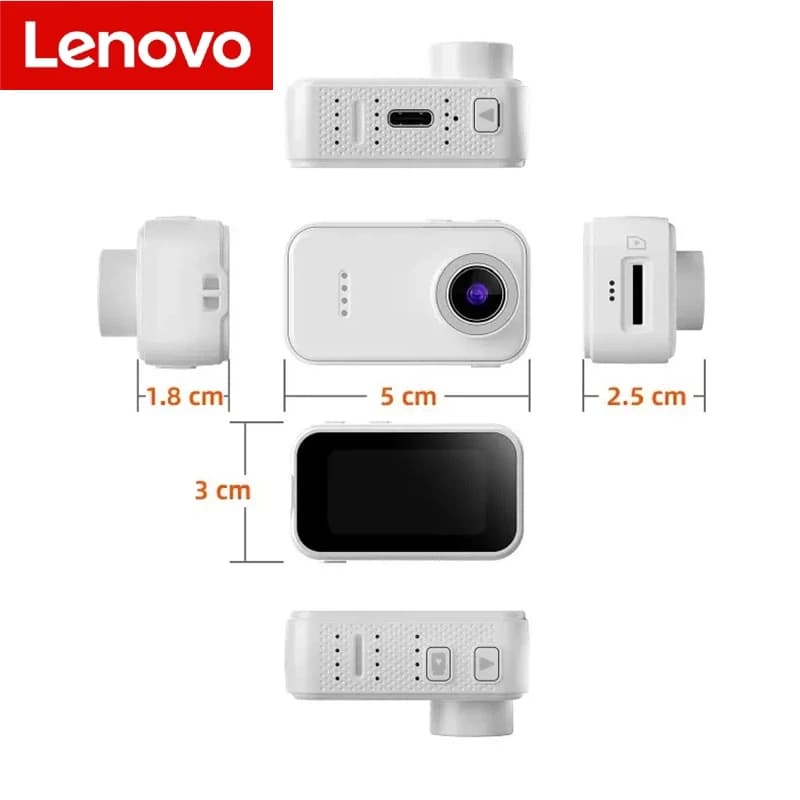 Caméra miniature Lenovo F2 Thumb, 1080P HD, grand angle 130 degrés, écran IPS, mini caméra portable