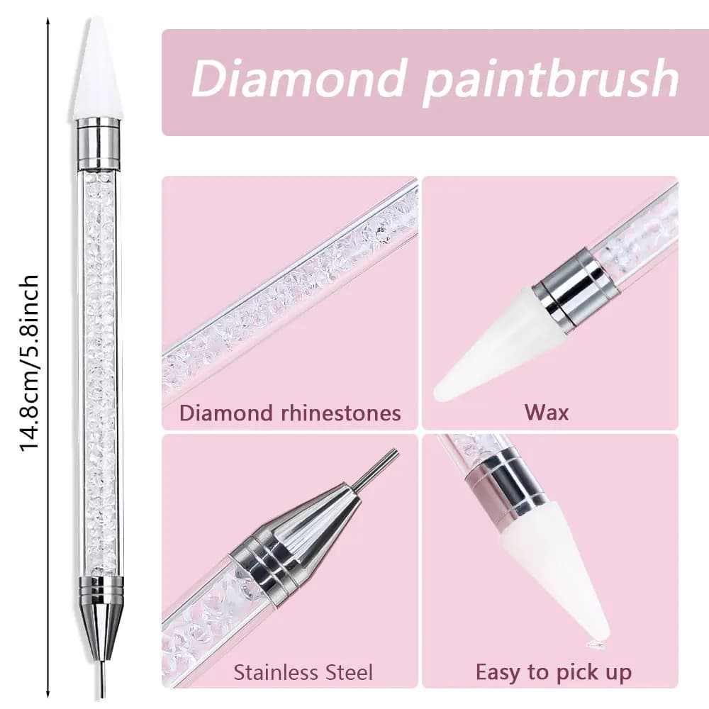 Stylo à points pour ramassage de strass, poignée en cristal, stylo à double extrémité pour perceuse