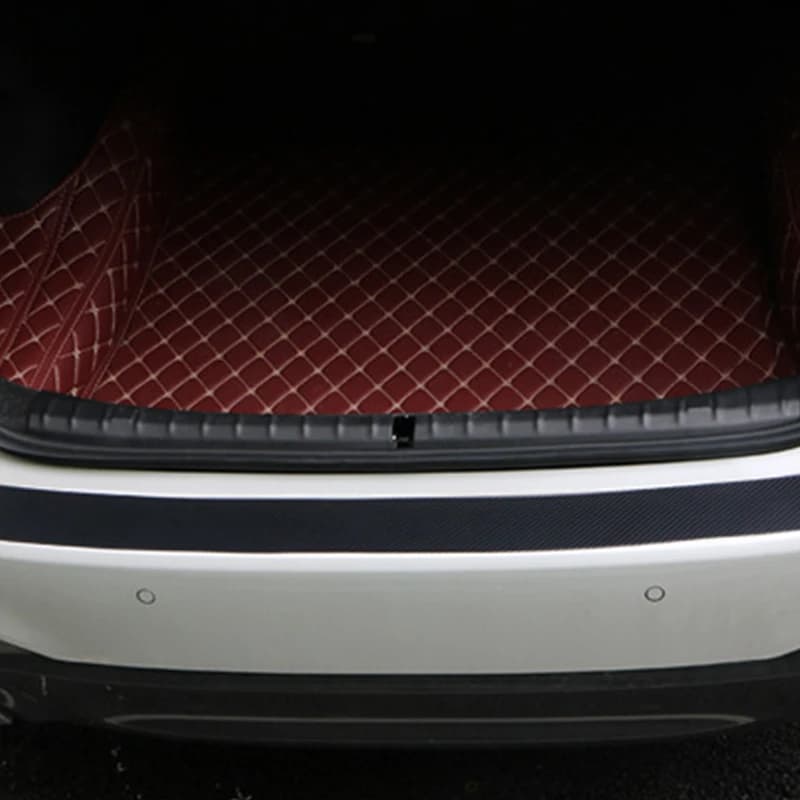 Autocollants en fibre de carbone pour pare-chocs de coffre arrière de voiture, bandes de protection