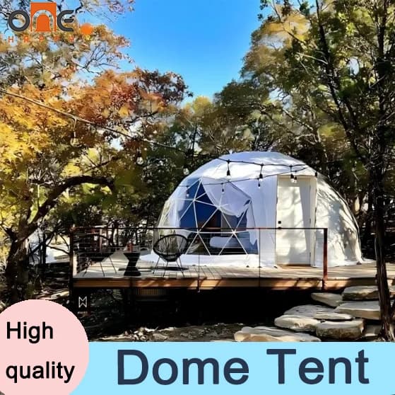 Dôme géodésique de luxe préfabriqué haut de gamme pour le glamping en plein air, maison dôme pour hô