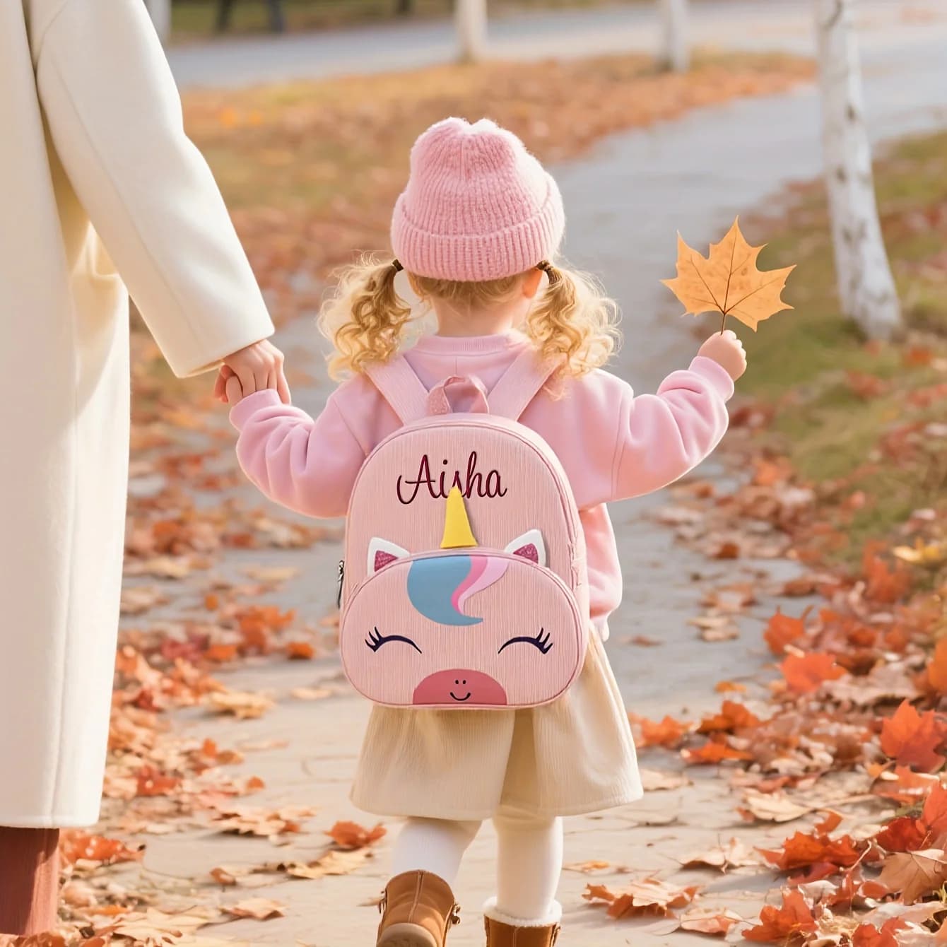 Sac à dos personnalisé licorne pour enfants | Dessin animé mignon, brodé | Cadeau d'hiver de Noë