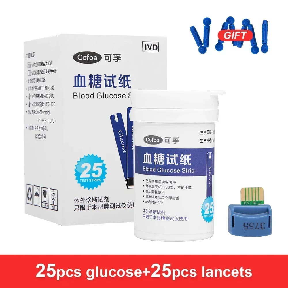 Cofoe Cholestérol, glycémie et acide urique Bandelettes de test 3 en 1 et lancets uniquement pour dé