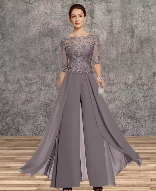 Robe mère de la mariée pour invités de mariage, église, col élégant, longueur au sol, mousseline de