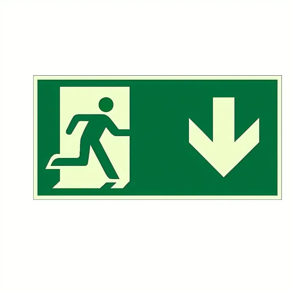 Panneau de signalisation de sortie vers le bas, 1 pièce, panneau de sécurité photoluminescent qui br