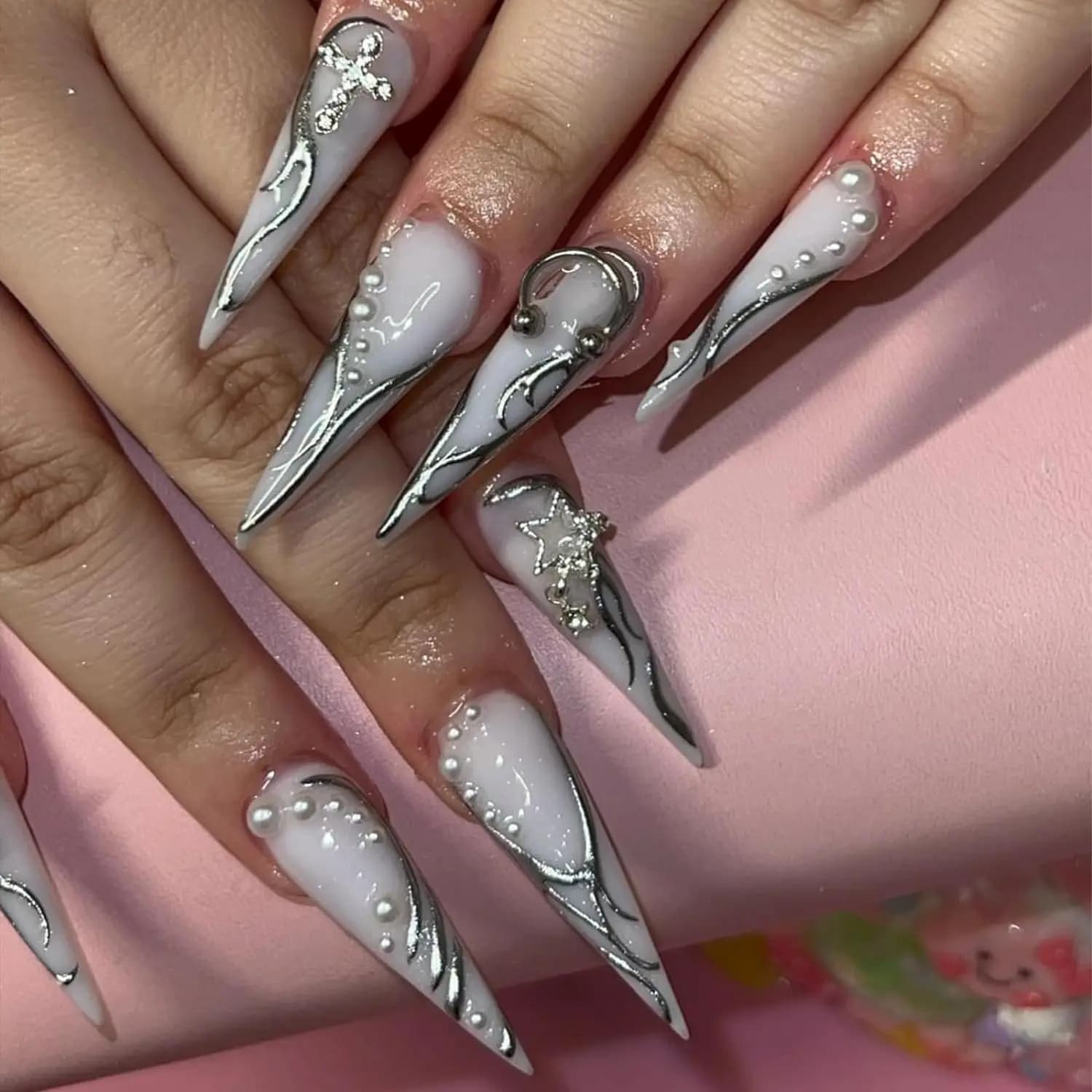 70 pièces breloques pour ongles en forme d'étoile pour ongles en acrylique, décoration d'art d'ongle