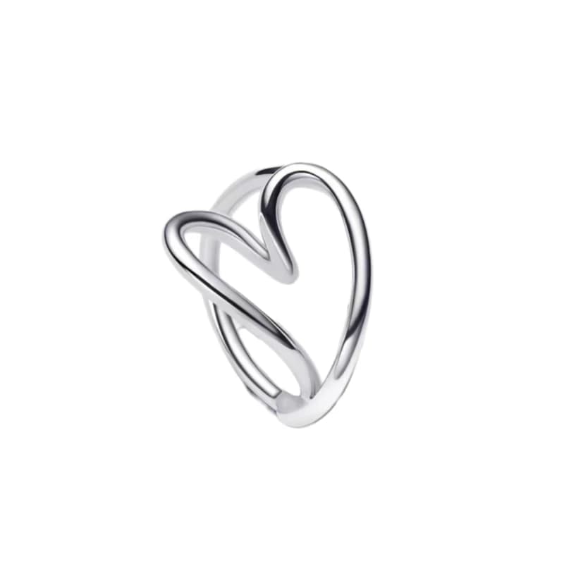 Bague élégante en argent pur 925% pour femme, design irrégulier en forme de cœur entrecroisé, bijou