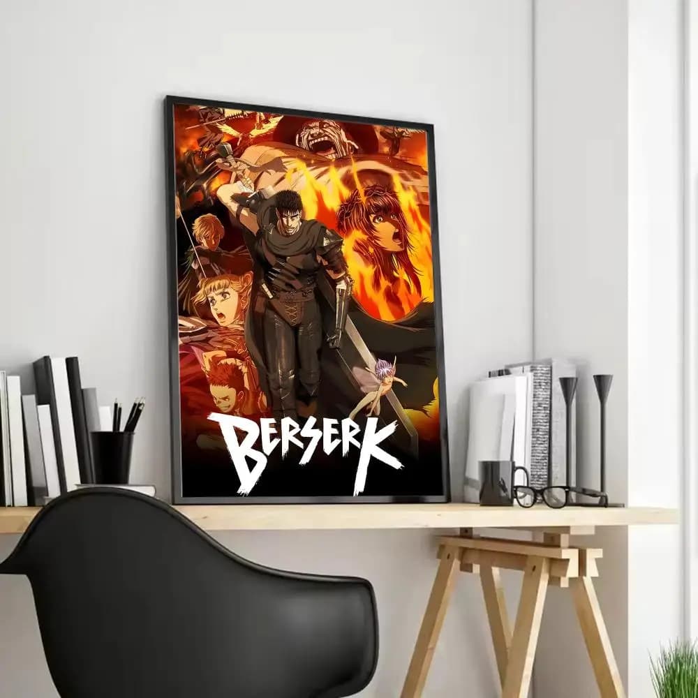 Affiche sur toile avec calligraphie, peinture classique d'anime B-Berserk, décoration murale pour l'