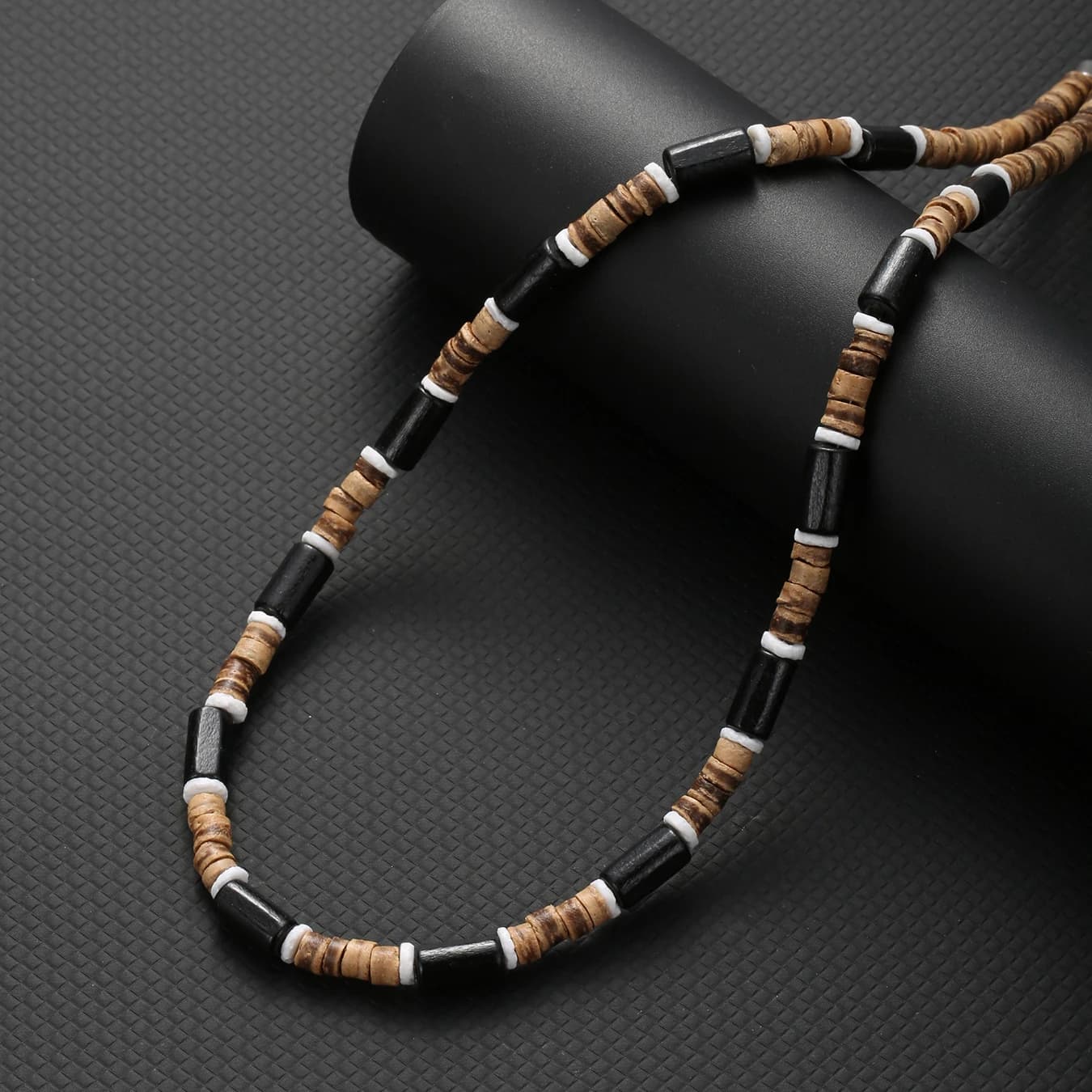 Collier Hombre bohême mâle surfeur collier pour homme bijoux coquille de noix de coco homme en bois