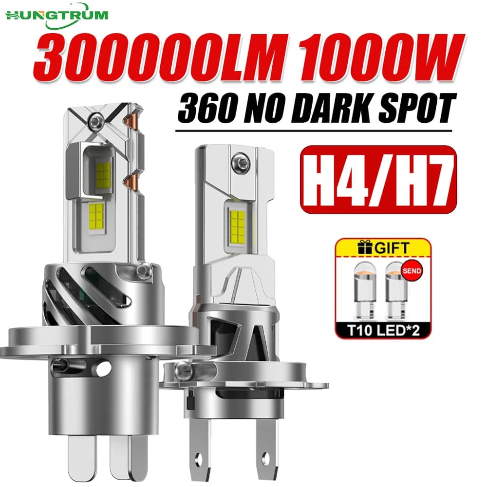 Ampoule LED H7 H4 Canbus, projecteur ultra puissant, phare de voiture turbo, ampoule LED haute puiss