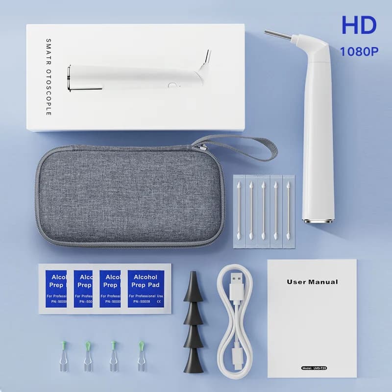 Caméra d'oreille Otoscope sans fil 3.9mm 720P HD WiFi portée d'oreille avec 6 lumières LED pour enfa