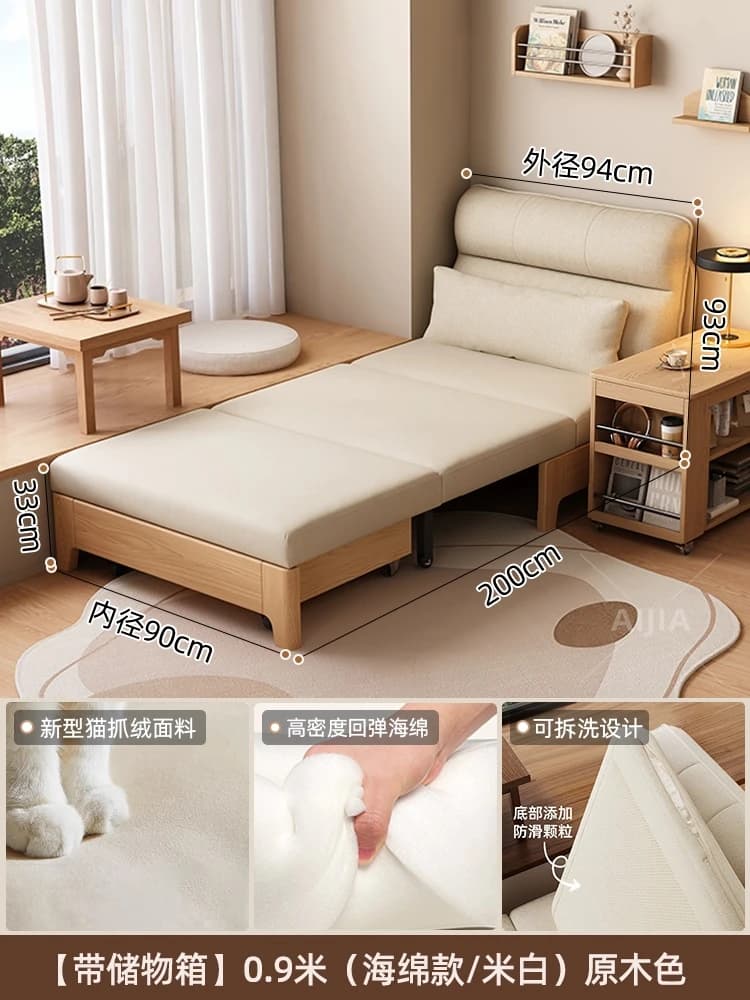 Canapé-lit pour 2 personnes, avec rangement, rétractable, pliable, multifonctionnel, taille complète