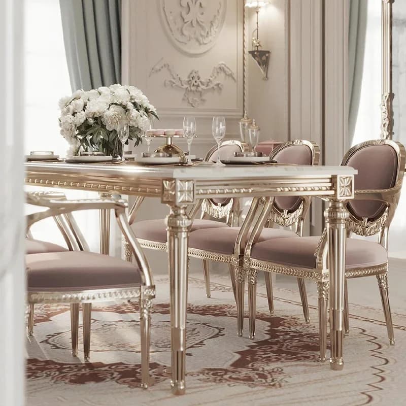 Palais rétro petite Table à manger française en bois massif Villa de luxe grand sol plat Restaurant