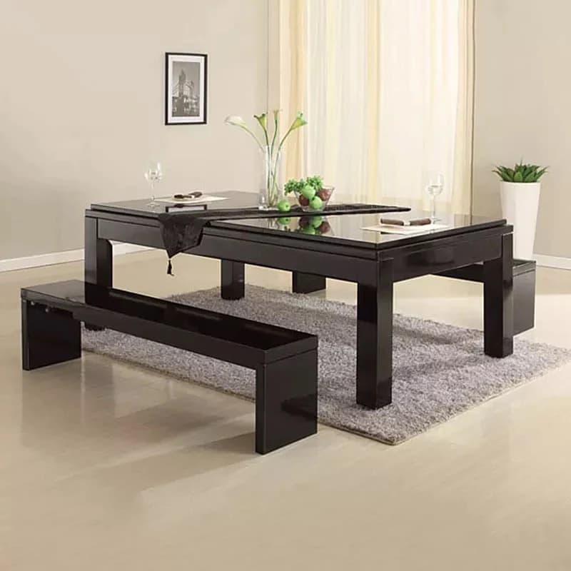 Table de billard convertible de style luxueux avec plateau de salle à manger et bancs