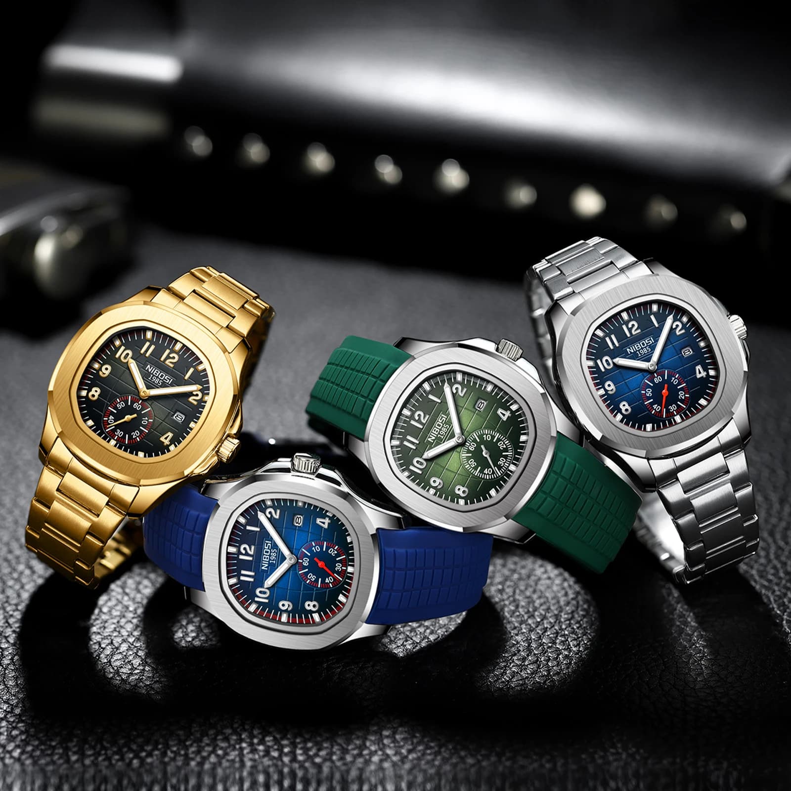 NIBOSI Sport hommes montres haut de gamme de luxe Auto Date montre hommes étanche lumineux AQUANAUT